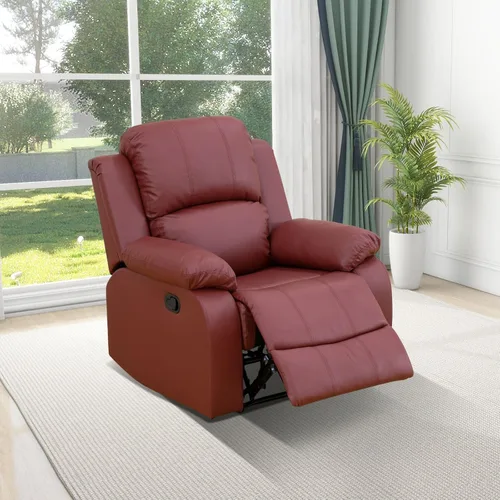 Vista 18 de Juego de sala de Estar reclinable de 3 piezas, juego de sofá reclinable Manual para conjunto de muebles de sala de Estar, con consola de Rojo