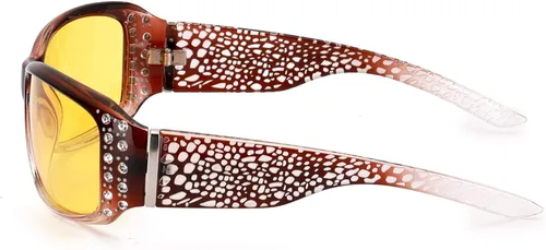 Vista 3 de LVIOE Gafas de sol polarizadas con diamantes de imitación para mujer estilo envolvente con protección UV LS010