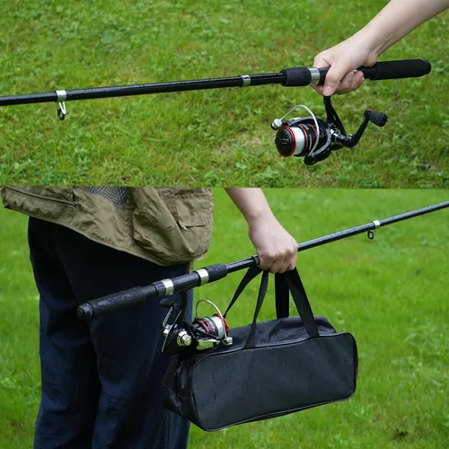 Vista 2 de Juego combinado de caña de pescar, 6.9 ft/6.89 pies, 145 piezas, kit de accesorios de pesca, cañas plegables, carrete giratorio, carretes de alta