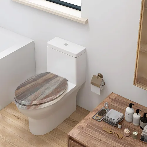 Vista 7 de Angol Shiold Asiento de inodoro de madera moldeada alargada de 18.5 Tablero