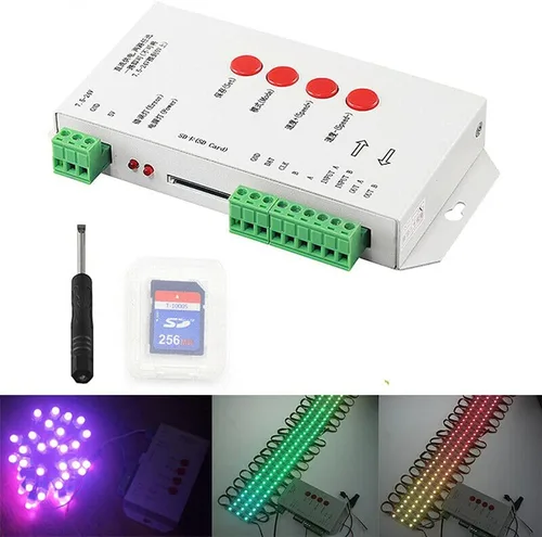 Vista 2 de Controlador LED RGB DC5V-24V T1000S Tarjeta SD WS2801 WS2811 WS2812B LPD6803 LED 2048 Pixeles Controlador