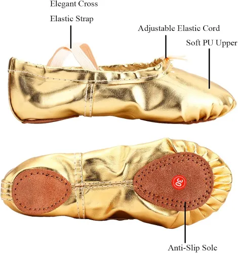 Vista 3 de Zapatos de baile de ballet Pu para muchacha con suela dividida suave