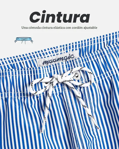 Vista 5 de maamgic Traje de baño para hombre, de secado rápido, con forro de malla, divertido traje de baño de 7 pulgadas Raya azul