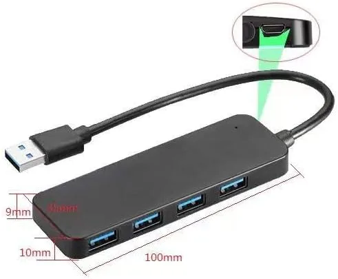 Vista 4 de Hub USB 3.0, 4 puertos USB Hub USB Splitter USB Expansor USB para laptop, Xbox, unidad flash, disco duro, consola, impresora, cámara, teclado, mouse