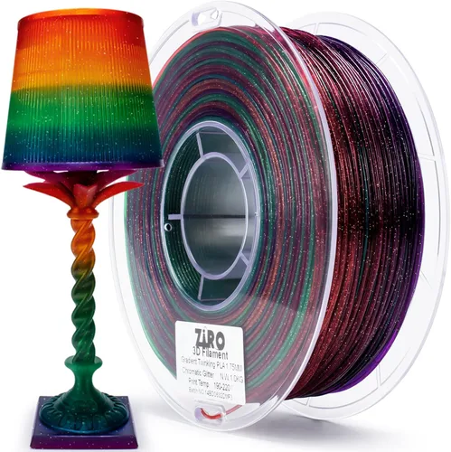 Vista 34 de ZIRO - Rápido cambio de color PLA, filamento translúcido multicolor de 1.75mm, material para impresión 3D, carrete de 1kg, precisión dimensional