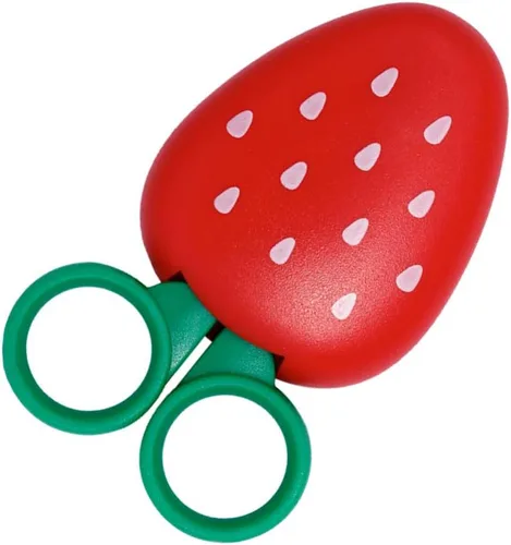 Vista 6 de Tijera de frutas en forma de fresa de seguridad de tijera de acero inoxidable para manualidades, bordado de punto de cruz, trabajo de arte
