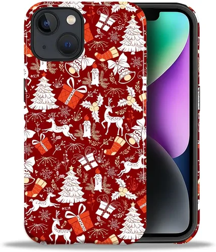 Vista 3 de Funda para iPhone 13 iPhone 14, a prueba de golpes, funda protectora híbrida de 2 capas, doble protección contra caídas, antiarañazos, diseño