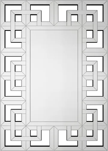 Vista 9 de Espejo de plata griego montado en la pared: marco de cristal biselado 40x28 pulgadas Decoración decorativa de pared con espejo para el hogar