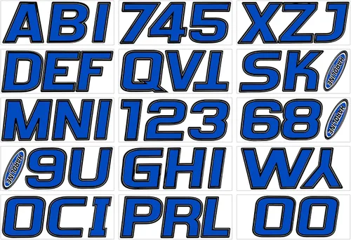 Vista 7 de Kit de números para registro de fábrica Hardline Products en color azul y negro, Negro sólido