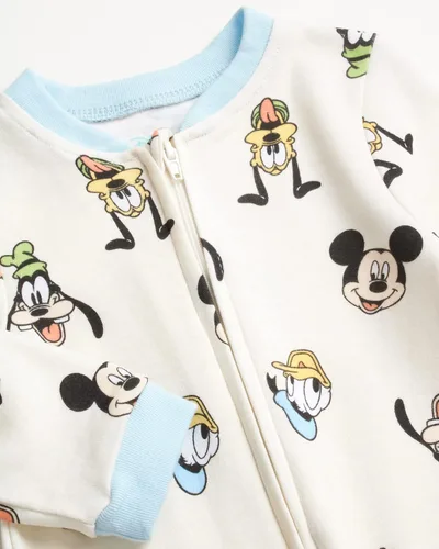 Vista 3 de Disney Mameluco de Mickey Mouse para bebé, paquete de 2 mamelucos con pies para dormir y jugar (0-9 meses)