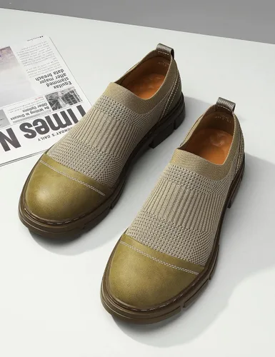 Vista 2 de Zapatos Oxford para hombre, zapatos de vestir ligeros para hombre, zapatos casuales de negocios, zapatos de moda de punto, zapatos de malla