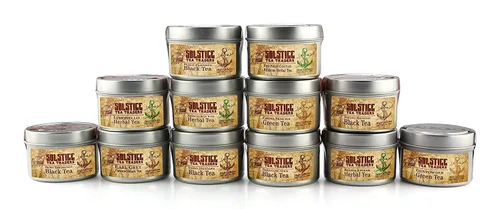 Vista 4 de Solstice Loose Leaf Tea Ultimate Sampler Feat. 12 té; té verde Sencha y pólvora, té negro Masala Chai, té de hierbas Rooibos y más! Aproximadamente