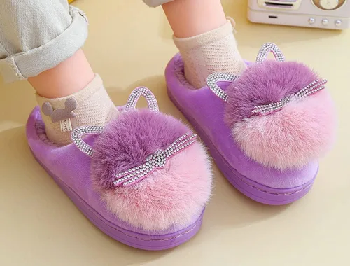 Vista 7 de Pantuflas para niñas y niños, pantuflas de casa de gato, pantuflas mullidas, pantuflas rosadas, pantuflas cálidas de invierno, zapatos suaves