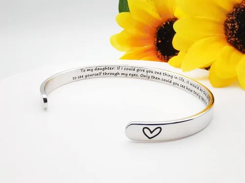 Vista 90 de Pulseras inspiradoras para mujer, joyería de acero inoxidable, con refranes, pulsera motivacional con mensaje oculto, pulseras grabadas para mejor