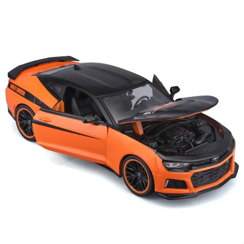Vista 2 de Maisto 1:24 H-D Custom - Chevrolet Camaro ZL1 2017, Negro/Naranja