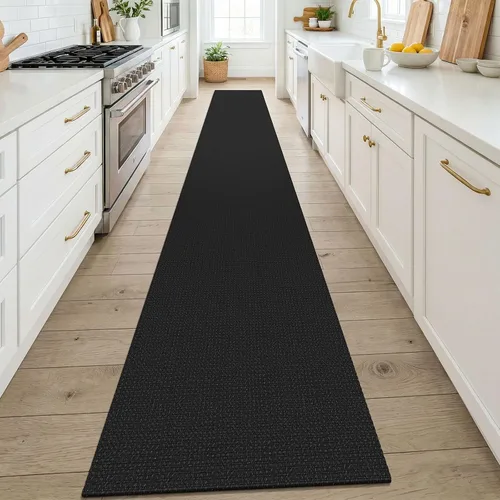 Vista 259 de KOZYFLY - Tapete para puerta de interior, lavable, pequeña, antideslizante, con respaldo de goma, felpudo de algodón para el hogar, color negro