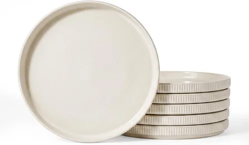 Vista 17 de famiware Star Platos de Ensalada para 6, Juego de Platos de 8 Pulgadas, Vajilla de Gres, Platos Pequeños para Postre, Ensalada, Aperitivo, Blanco