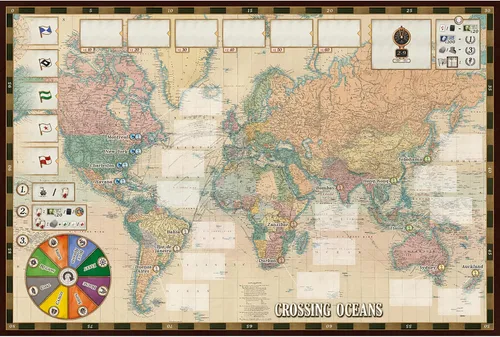 Vista 6 de Rio Grande Games Crossing Oceans - Juego de mesa con temática económica, juego de mesa de estrategia marítima del siglo XIX, juegos de PD