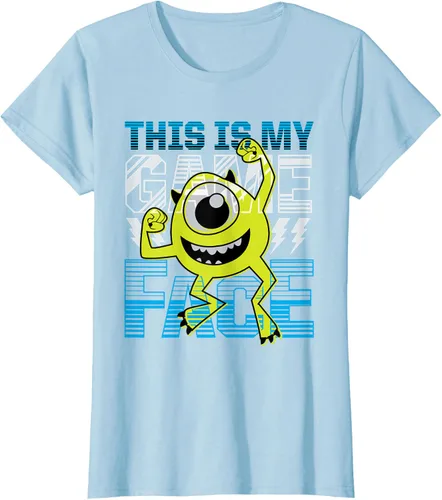 Vista 28 de Disney Pixar Monsters Inc. Mike Wazowski Game Face Camiseta Negro