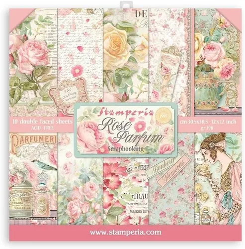 Vista 12 de Scrapbooking Bloc pequeño 10 hojas CM 20.3 x 20.3 (8 x 8 pulgadas) Selección de fondos - Rosa Perfum