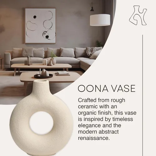 Vista 2 de Oona - Jarrón decorativo moderno para anillos, mediano, color blanco