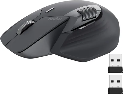 Vista 10 de Rapoo MT760Mini Ratón Inalámbrico Bluetooth - Bluetooth 5.0 y 2.4GHz Conexión Multi-Modo, Compatible con 4 Dispositivos, Tecnología M+ Cross Gris