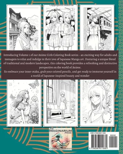 Vista 2 de Anime Girls Coloring Book Vol. 1 Stunning Japanese Anime-Manga Themed Coloring Pages for Adults and Teens Beautiful and Immersive Scenery 50