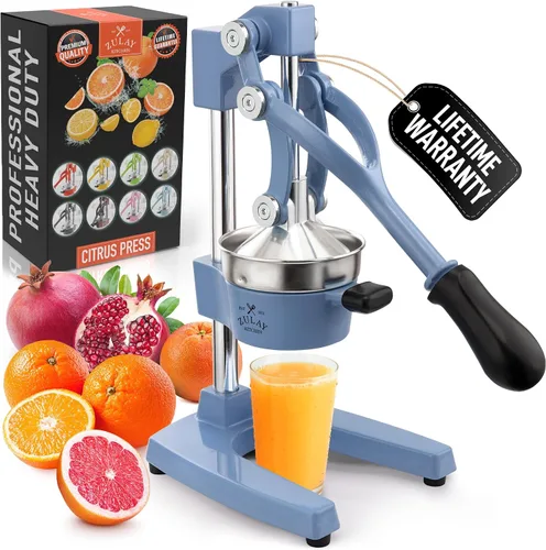 Vista 44 de Zulay Kitchen Exprimidor de hierro fundido, exprimidor manual resistente con coladores desmontables para una fácil limpieza, prensa de jugo
