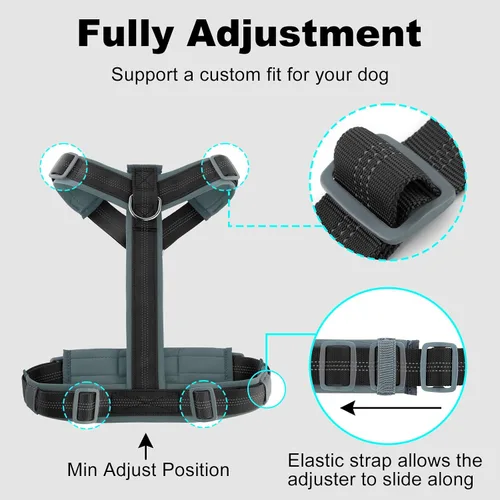 Vista 71 de Arnés para perro Plutus Pet sin tirón, arnés ajustable de nylon con acolchado suave, arnés para perro reflectante y resistente para perros pequeños