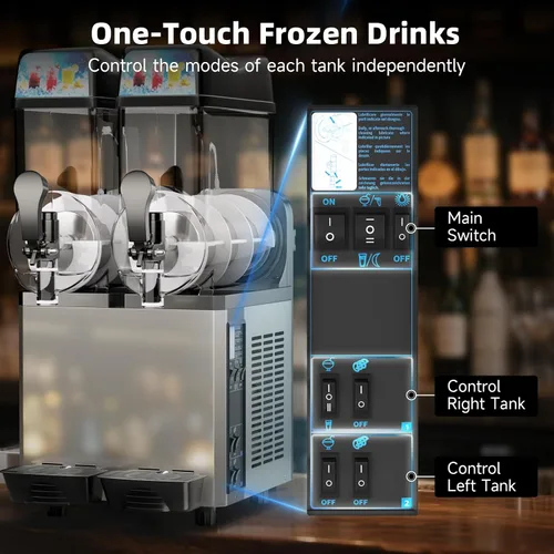 Vista 6 de Máquina comercial para granizados, 8 galones/30L de acero inoxidable Margarita Smoothie Frozen Drink Maker, fabricante de granizados para fiestas