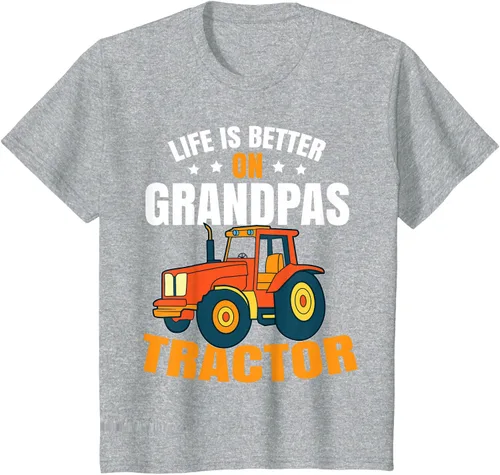 Vista 35 de Life Is Better On Grandpas Tractor Kids Farm Tractor Boy Camiseta, Negro