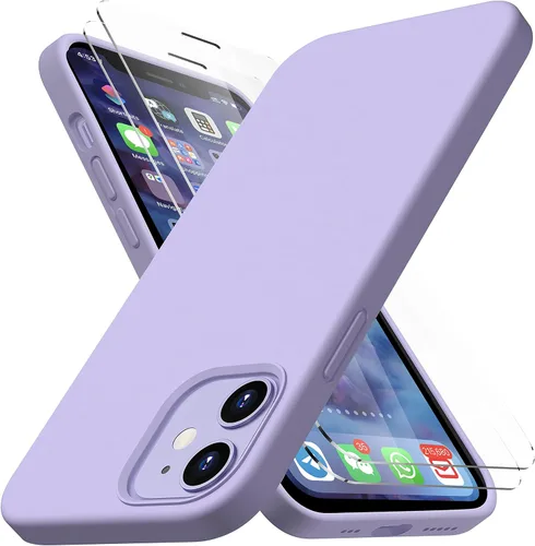 Vista 16 de CellEver Funda de silicona resistente para iPhone 12 y 12 Pro, dos protectores de pantalla de vidrio inastillables, protección militar contra Negro