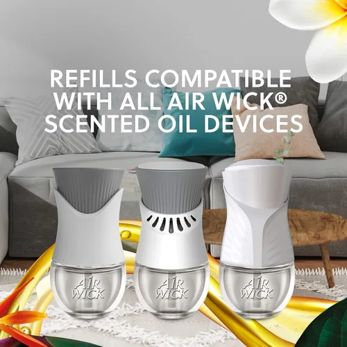 Vista 3 de Air Wick Kit de inicio de aceite perfumado enchufable, 2 calentadores + 6 recargas, Hawaii, Aceites Esenciales