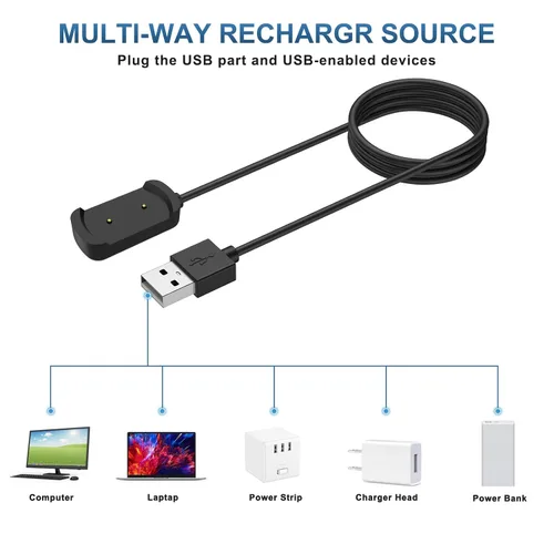 Vista 4 de Oumida Cargador compatible con Amazfit T-Rex (solamente), cable de carga magnético USB tipo A de repuesto para accesorios de reloj inteligente