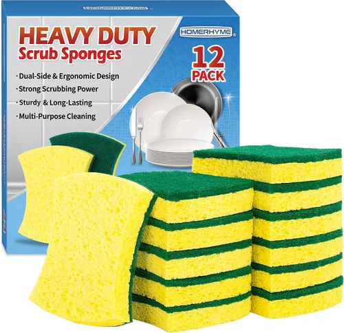 Vista 10 de Esponja natural para platos, paquete de 48, esponja exfoliante antiarañazos, esponja ecológica multiusos de fibra de sisal de cocina, esponja