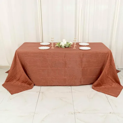Vista 55 de Tableclothsfactory Mantel rectangular de tafetán arrugado de acordeón azul polvoriento, de 60 x 102 pulgadas, perfecto para ceremonias de boda