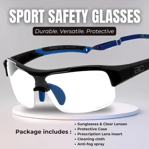 Vista 3 de BLUE CUT Sports Safety Goggles Interchangeable Sun Lens Anti Fog UV Protection Indoor Outdoor Pickleball Cycling Basketball