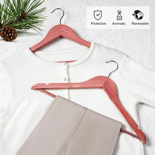 Vista 6 de TOPIA HANGER Perchas de madera de cedro rojo americano, perchas para ropa para armario, perchero de madera con muescas de corte suave, gancho