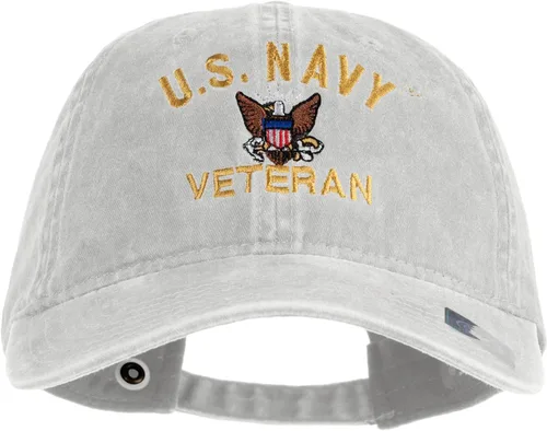 Vista 10 de e4Hats Gorra lavada bordada militar de veterano de la Marina de los EE. UU Azul marino