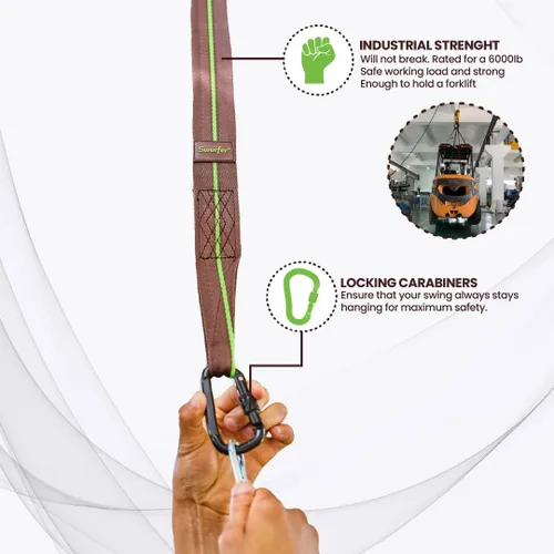 Vista 5 de Swurfer Correas de Árbol para Columpio y Hamaca – Kit de Colgado para Hamaca, Columpios de Árbol, Duradero, Resistente a la Intemperie, Libre