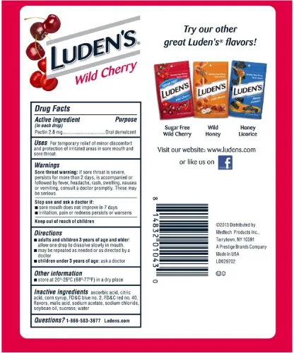 Vista 2 de Ludens Gotas de garganta Wild Cherry, alivio del dolor de garganta, 30 unidades (paquete de 4)