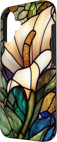 Vista 2 de iPhone 16 Calla Lily Stained Glass Case