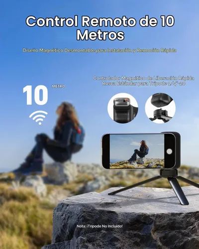 Vista 6 de TELESIN Fun Shot Agarre Magnético para Cámara de Teléfono + Kit Creador de Luz Magnética para Selfie C03 Compatible con iPhone Magsafe y Android