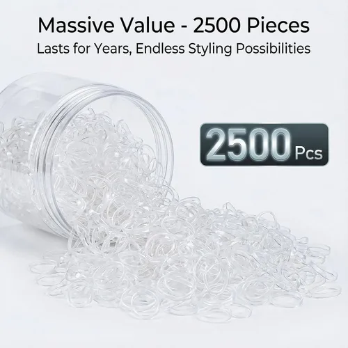 Vista 3 de EAONE Bandas de goma elásticas transparentes para el cabello, 2500 piezas sin daños, mini ligas para el cabello, soporte pequeño para cola