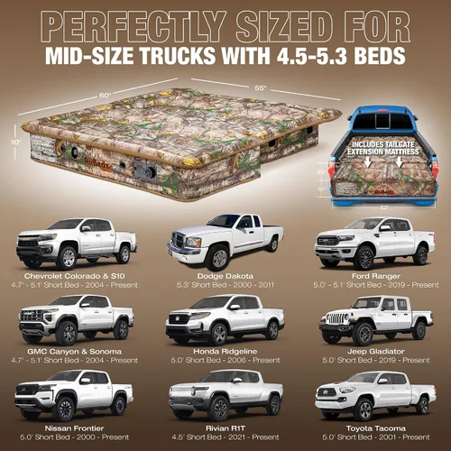 Vista 6 de Pittman - Tacoma Truck Bed Mattress 5.5 ft > 5ft - The Original Airbedz Truck Bed Air Mattress 5.5 Foot > 5 Foot - Mid Size Short Pickup Mattres