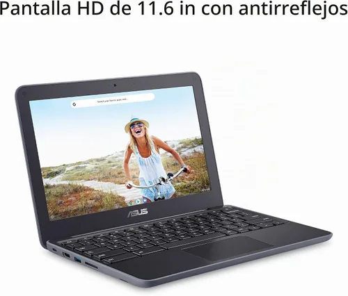 Vista 2 de ASUS Chromebook C203XA portátil resistente y resistente a derrames, 11.6" HD, 180 grados, procesador MediaTek Quad-Core, 4GB RAM, 32GB eMMC