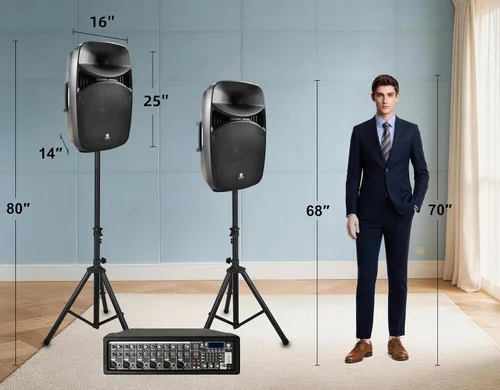 Vista 8 de PRORECK MX15 - Mezclador/amplificador de sistema de sonido PA con Bluetooth de 2500 W, 15 pulgadas, controlador de efectos de micrófono