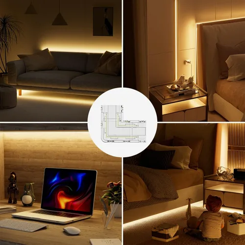 Vista 8 de PAUTIX COB - Tira de luces LED blancas de 5000 K, 20 pies/20.0 ft, cinta LED flexible CRI90+, DC24V para proyectos de iluminación de bricolaje
