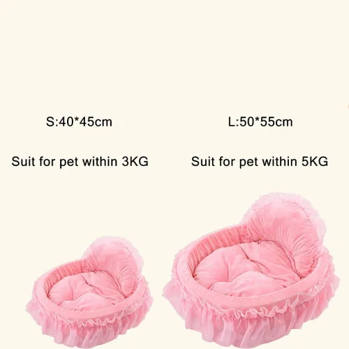 Vista 5 de WYSBAOSHU - Cama para mascotas con encaje y diseño de princesa, cama para perros y gatos Rosa