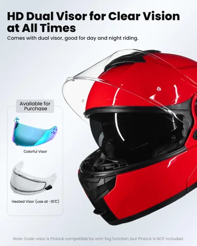 Vista 5 de ILM - Casco de motocicleta con Bluetooth modular, intercomunicación para 2-3 conductores, abatible, de cara completa, con doble visera, aprobado por